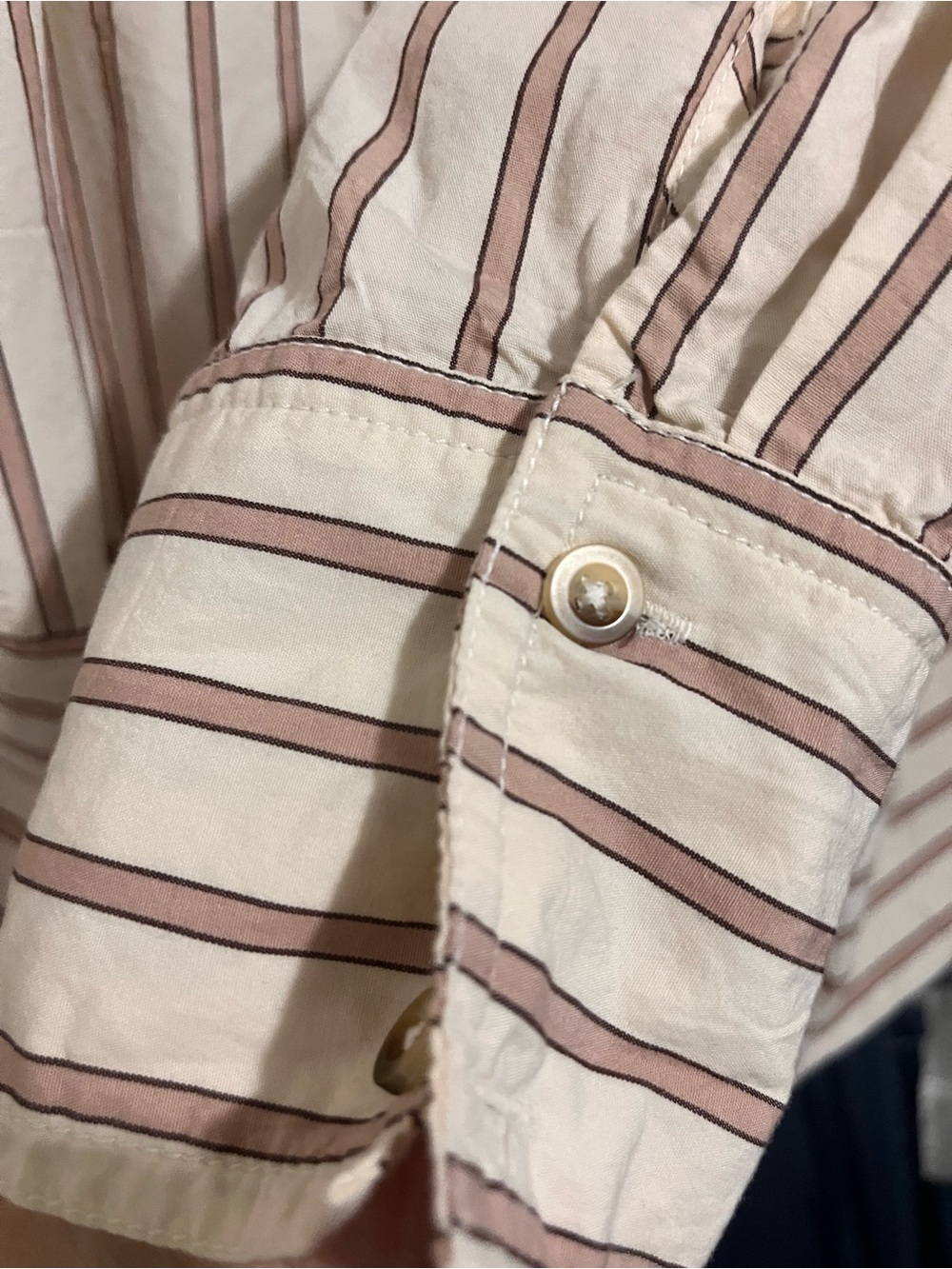 We The Free Cream Button-Down with Tan Stripes - Picture 7 of 8